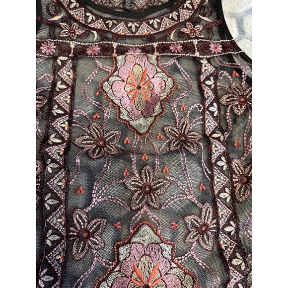 White House Black Market Sheer Embroidered Mesh Top Y2K Fairycore Romantic Goth - Picture 6 of 10